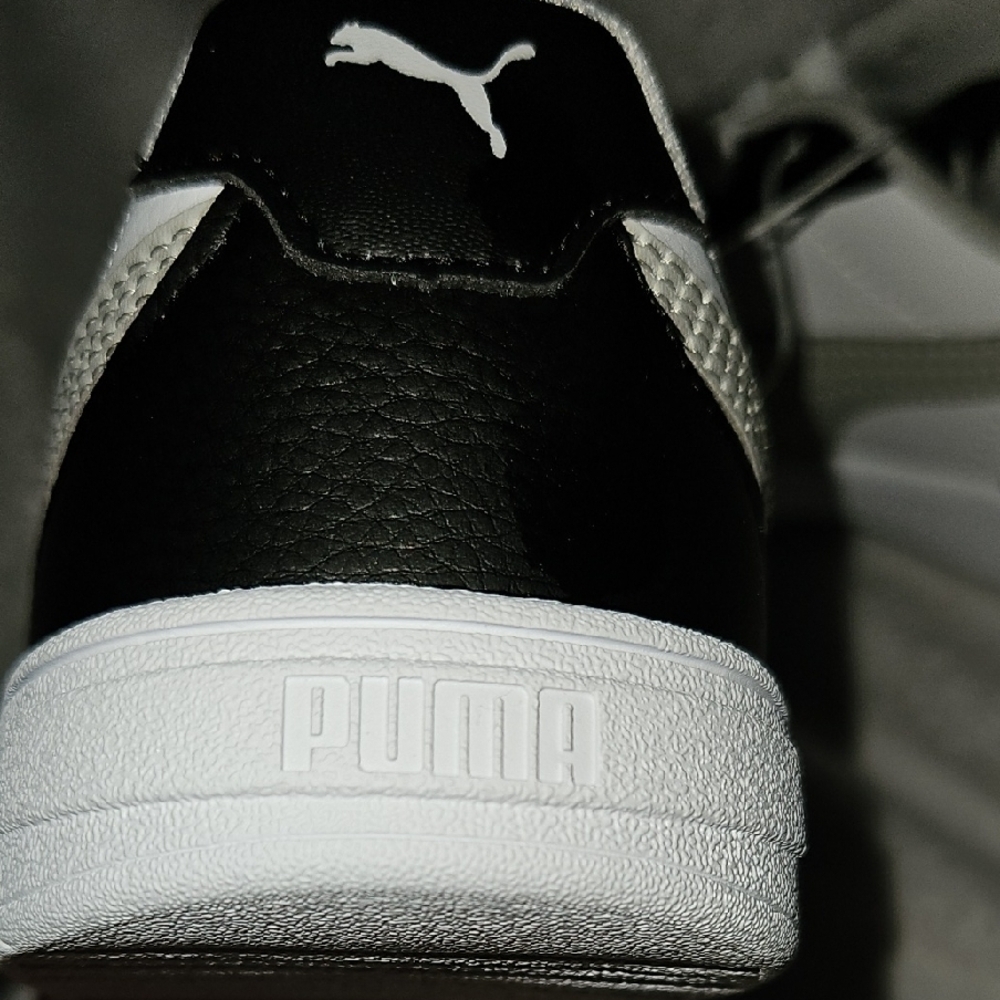 Puma Kids Black White Gray Court Sneakers Casual Sporty Low-Top Design Size 12 - Picture 6 of 10